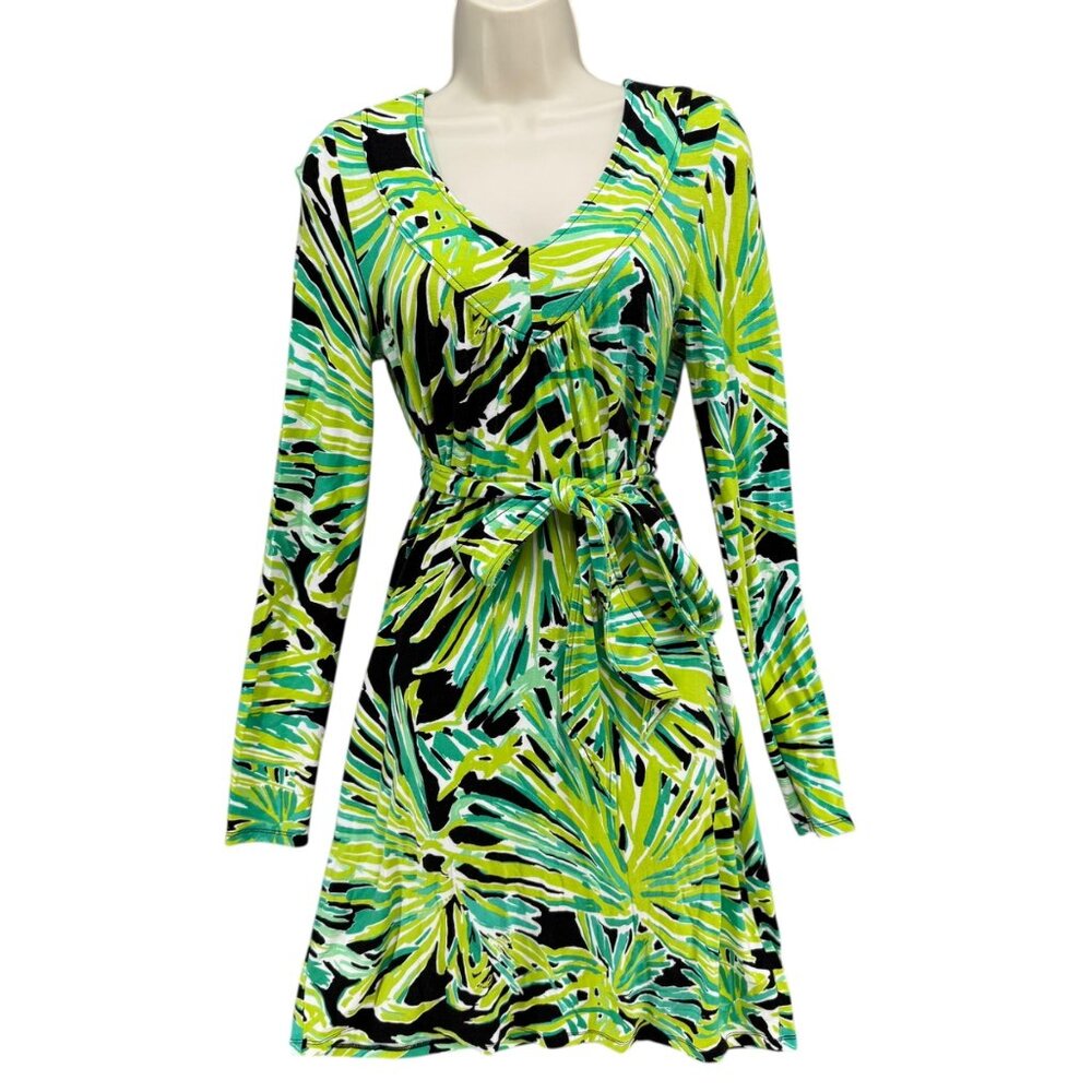 Lilly Pulitzer Westerly Greens with Envy Dress Green Black Long Sleeve Size S